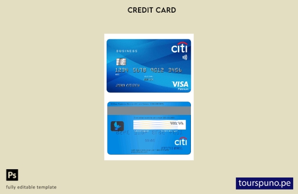 lista para imprimir plantilla de tarjeta visa platinum de Citibank de EE. UU.